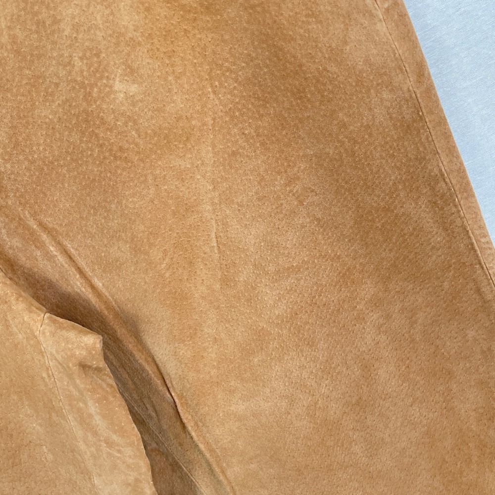Vintage Womens Camel Tan Suede Leather Pants Size 10 Quiet Luxury Straight Leg - Picture 5 of 12